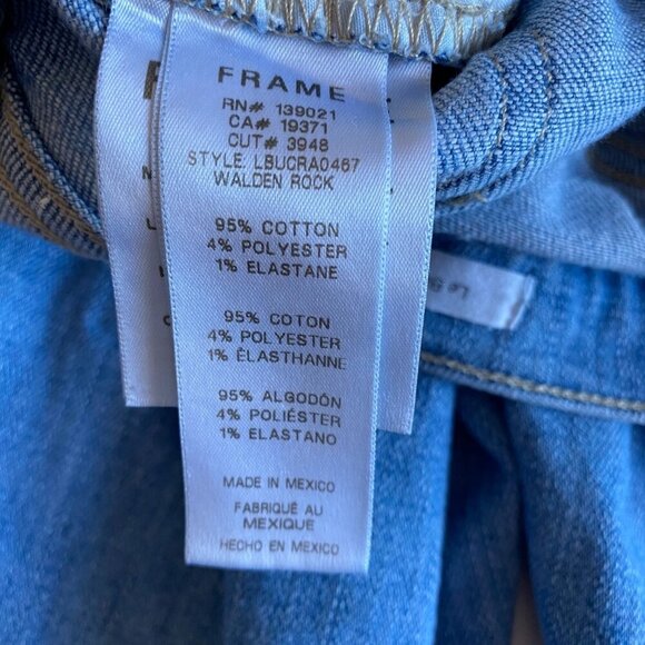 Frame Le Beau Crop Raw Hem Loose Fit Jeans Walden‎ Rock Wash Size 24 - Picture 8 of 13